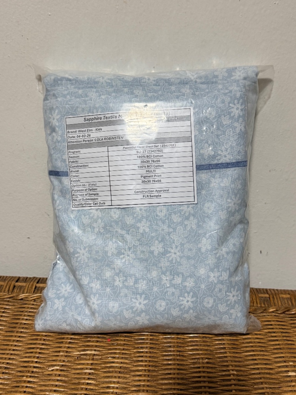 West Elm. Lola Robinsten Pointelist Floral Sheet Set.
